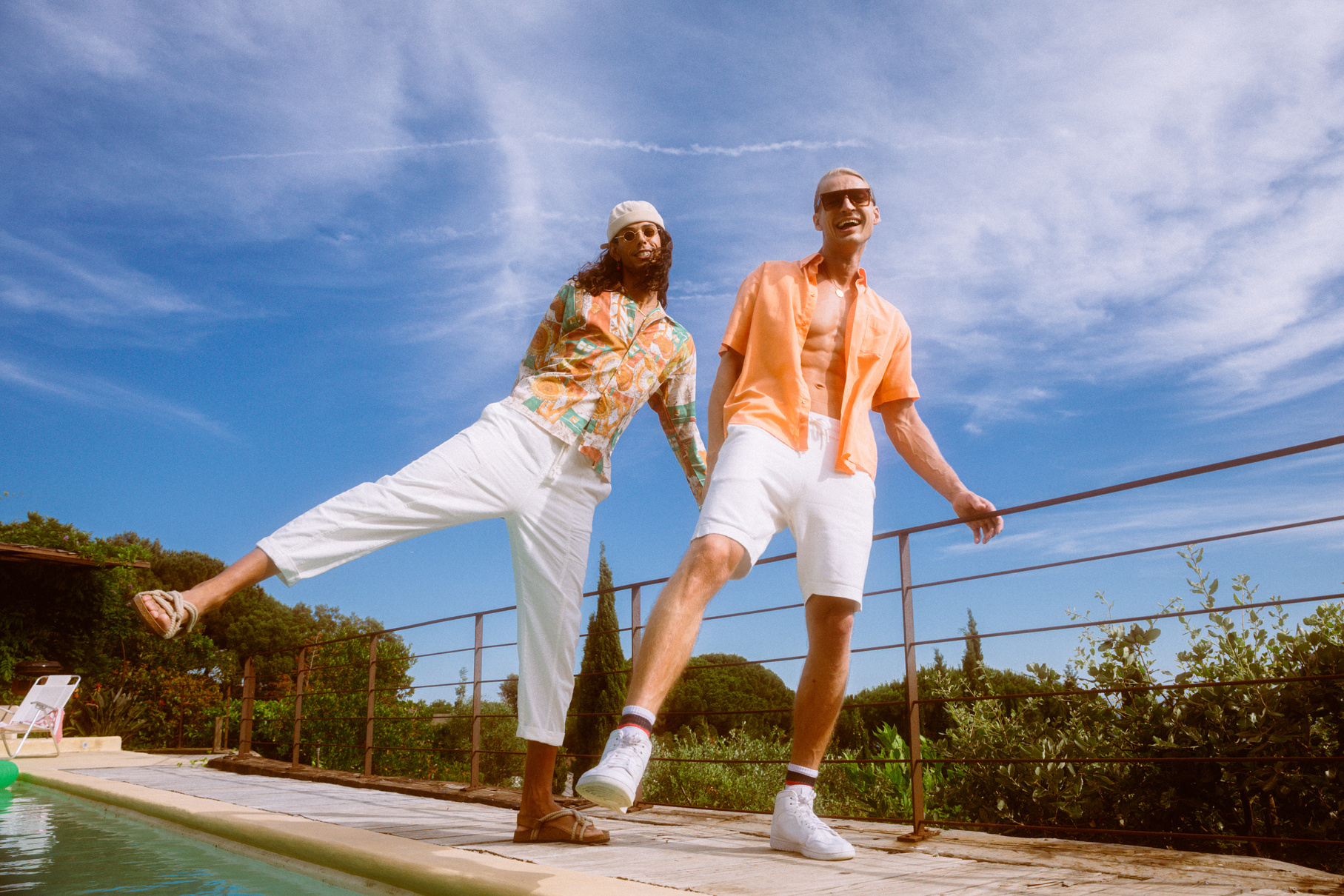 Men in Summer Dress Shirts Outdoors